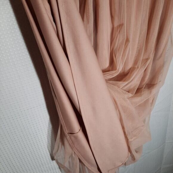 Adrianna Papell Beaded Mesh Gown Pink Floral Embroidery Dress Size 12 Formal - Picture 6 of 10